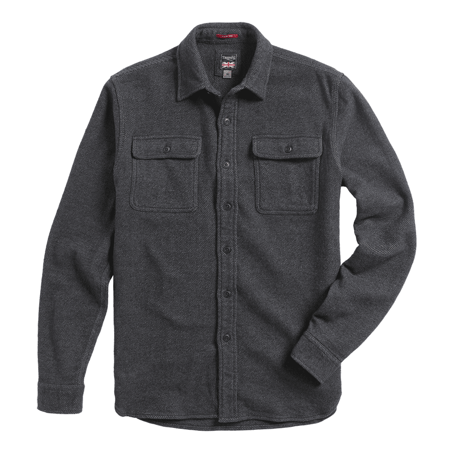 Triumph lifestyle, broughton long sleeve shirt, black/grey, front, flat shot