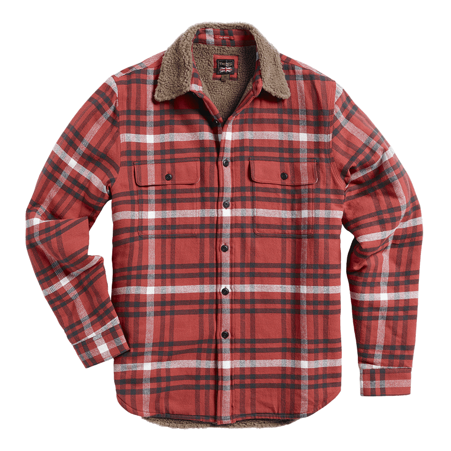 Triumph Lifestyle, Adlington, long sleeve check shirt, borg lined, red/black, front, flat shot