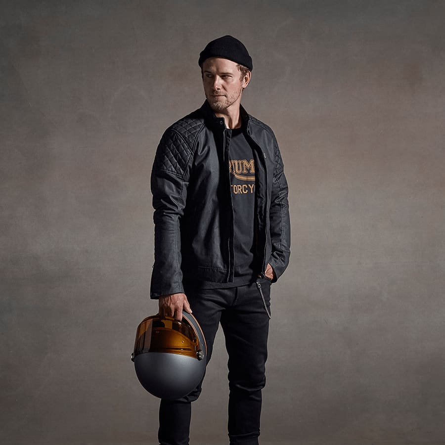 Kirk Waxed Cotton Biker Jacket Black