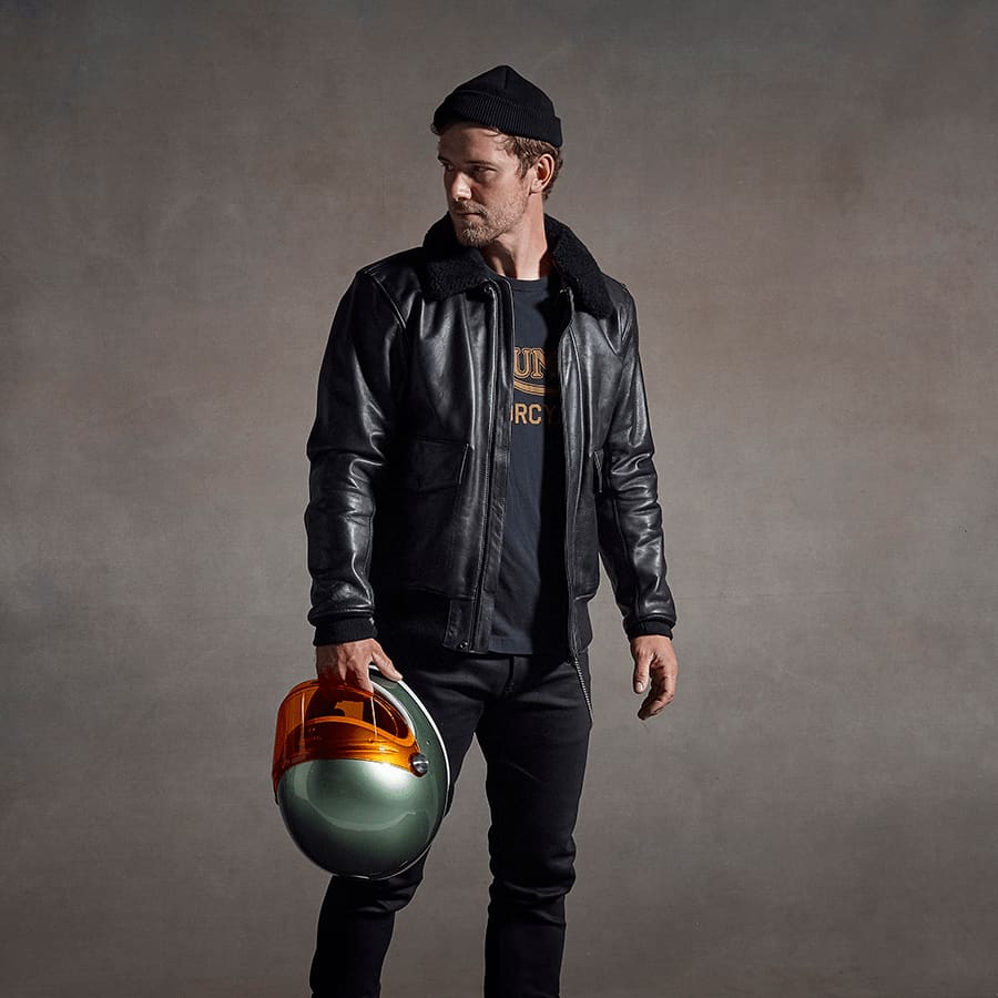 Bexton Leather Flight Jacket Black