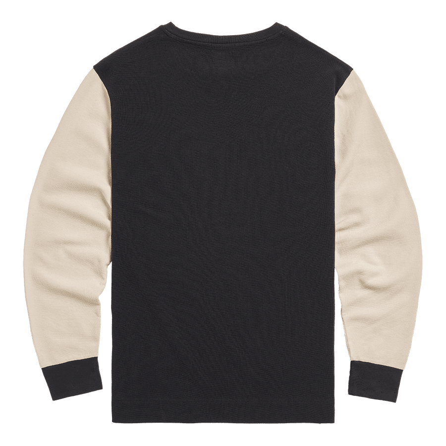Hometown Long Sleeve Waffle Tee in Black and Bone