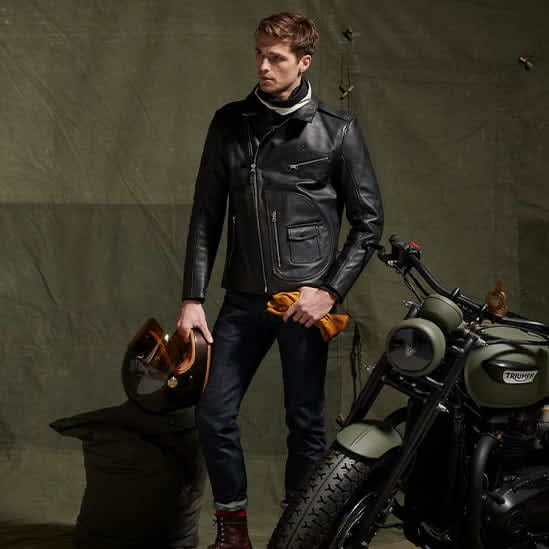 Deacon Classic D Pocket Leather Jacket Black