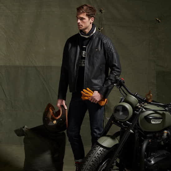 Kirk Waxed Cotton Biker Jacket Black