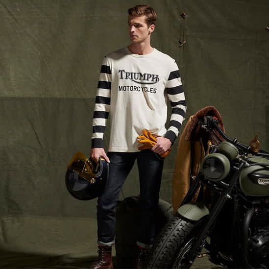 Ignition Coil Stripe Long Sleeve Tee in Bone
