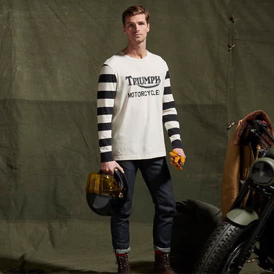 Ignition Coil Stripe Long Sleeve Tee in Bone