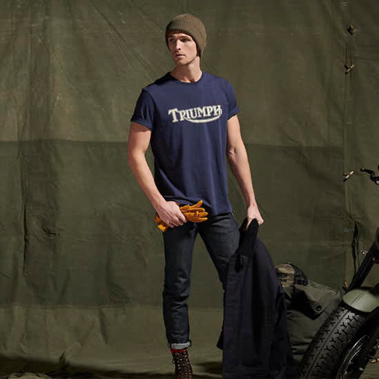 Fork Seal Heritage Logo Tee in Indigo