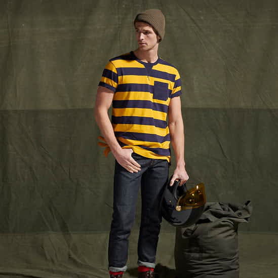 T-shirt rayé Bratt doré patiné et indigo