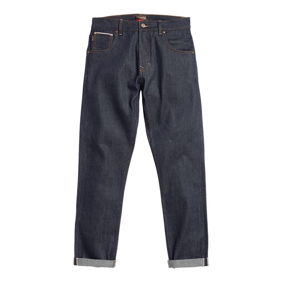 LDJS20122 Dark Blue Denim Jeans with Rolled Up Ankles Front 