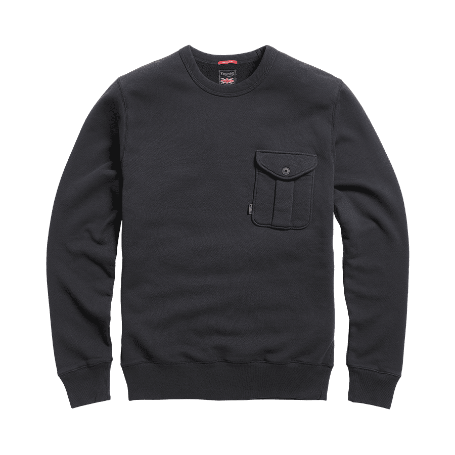 LSWS20209 Black Crewneck Sweatshirt Jumper with Front Pocket