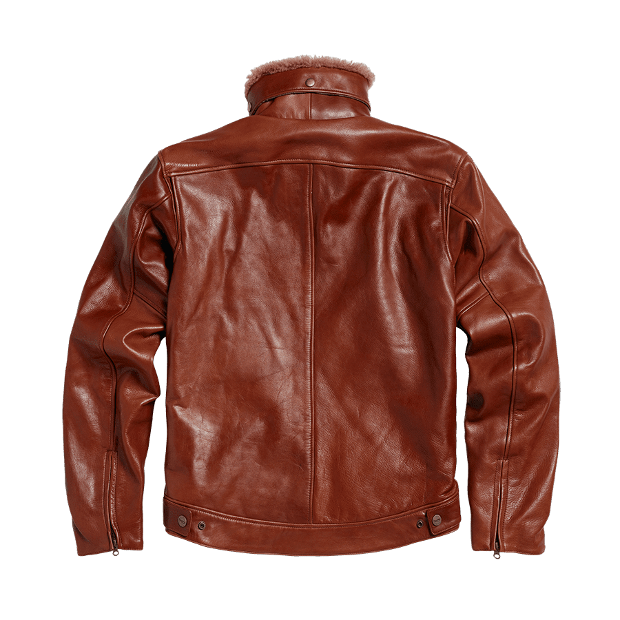 Harlow Shearling Collar Leather Jacket Tan