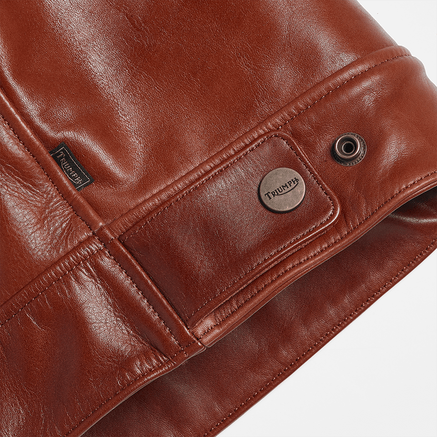 Harlow Shearling Collar Leather Jacket Tan