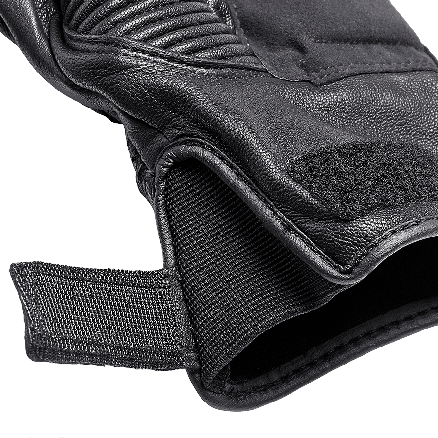 Brookes Black Leather Motorcycle Gloves