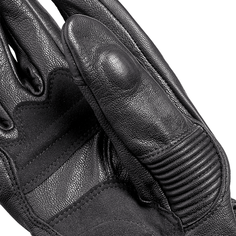 Brookes Black Leather Motorcycle Gloves