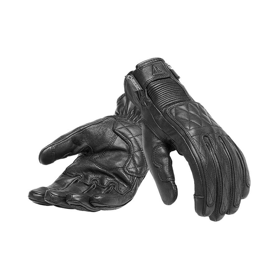 MGVS20117 Black Leather Quilted Gloves 