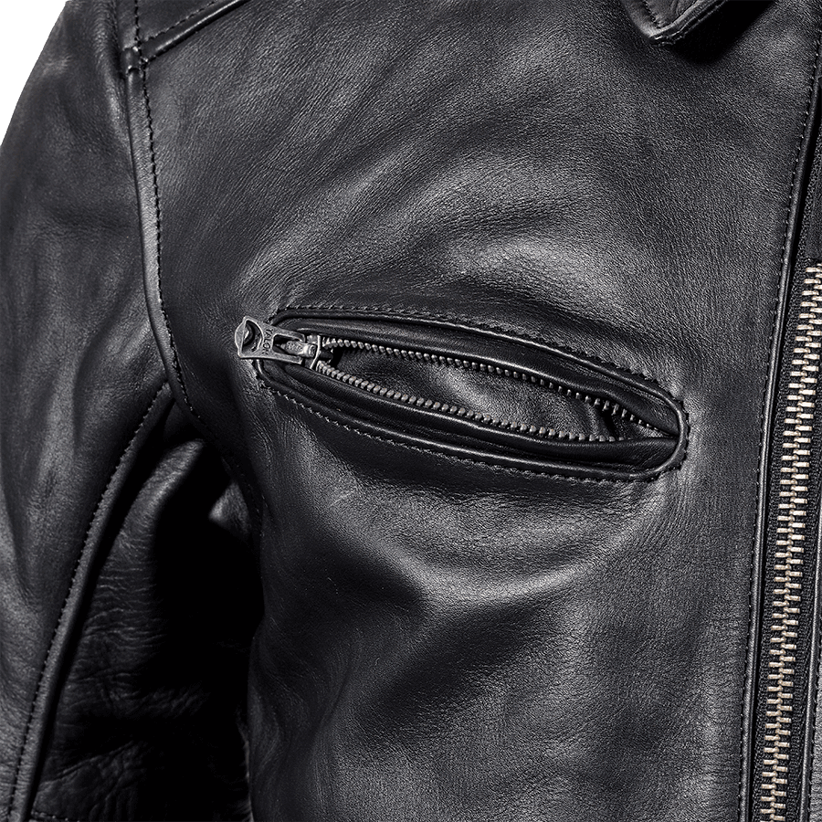 Vance Black Leather Motorcycle Jacket