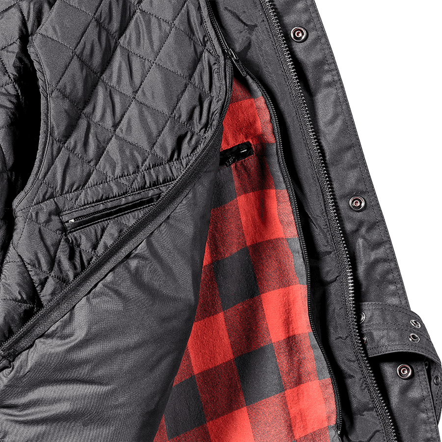 Beck 2 Wax Cotton Motorcycle Jacket in Black