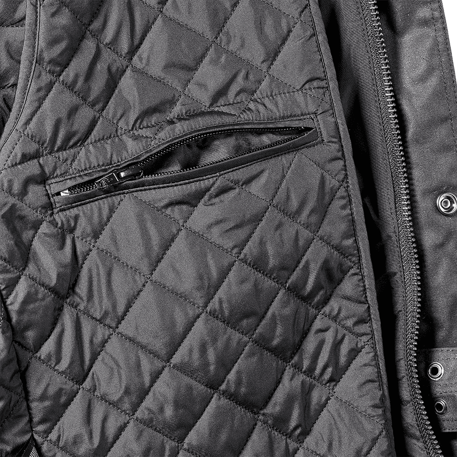 Beck 2 Wax Cotton Motorcycle Jacket in Black