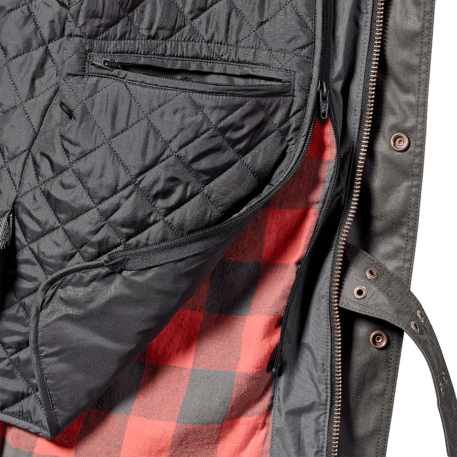 Blouson de moto en coton ciré Beck 2 Kaki