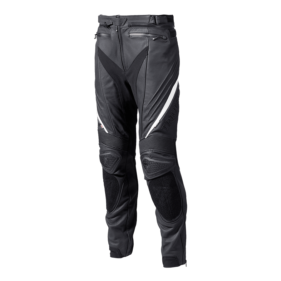 Triple Motorradhose aus Leder, Schwarz