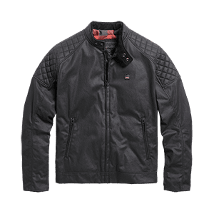 Kirk Waxed Cotton Biker Jacket Black
