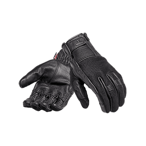 Raven Mesh Black Leather Glove with Black Stripe