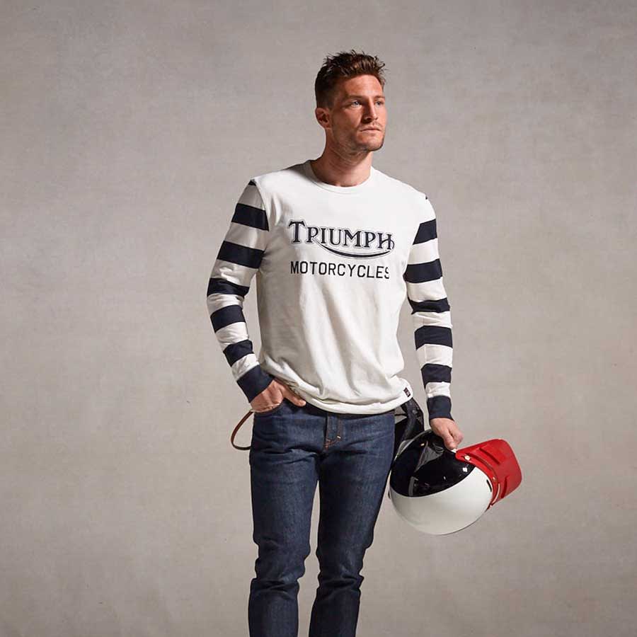 Ignition Coil Stripe Long Sleeve Tee in Bone
