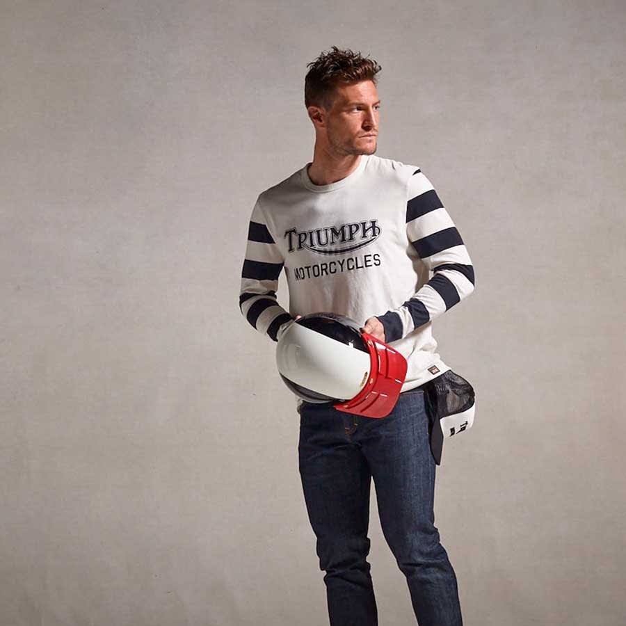 Ignition Coil Stripe Long Sleeve Tee in Bone