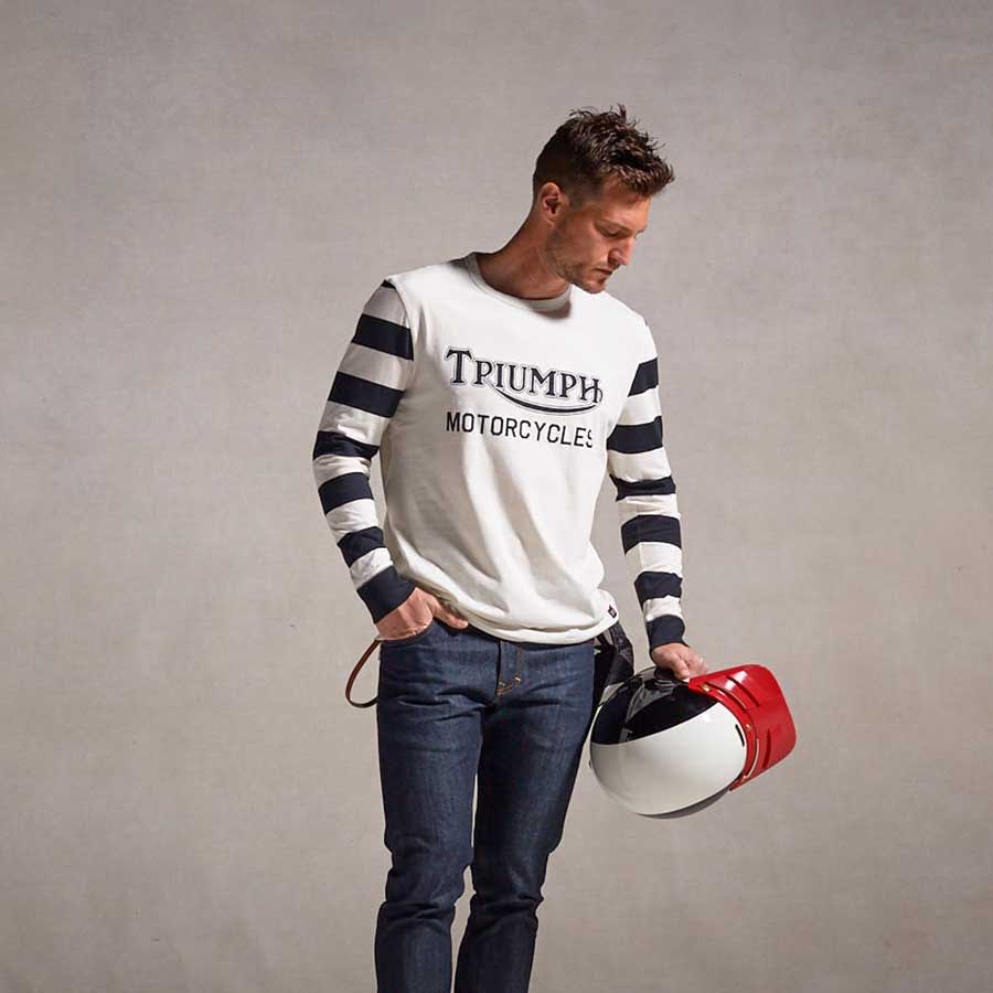 Ignition Coil Stripe Long Sleeve Tee in Bone
