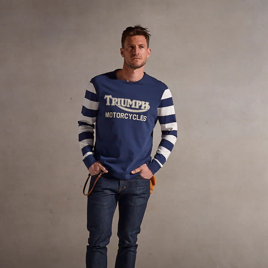 Ignition Coil Stripe Long Sleeve Tee in Indigo