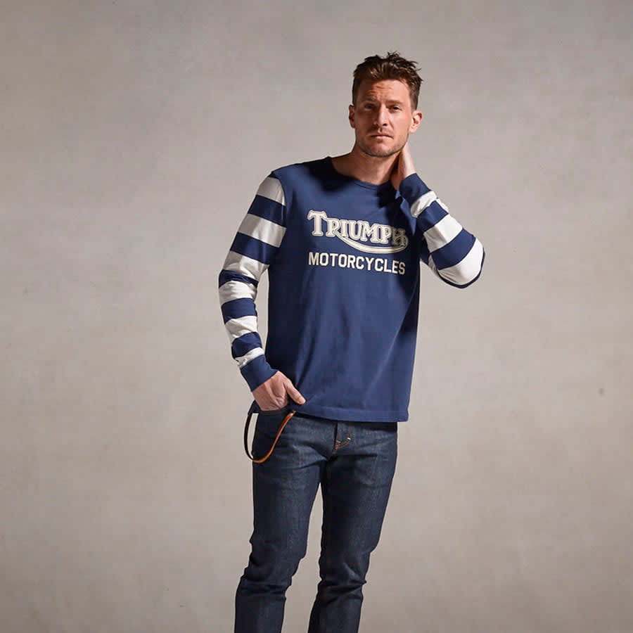 Ignition Coil Stripe Long Sleeve Tee in Indigo