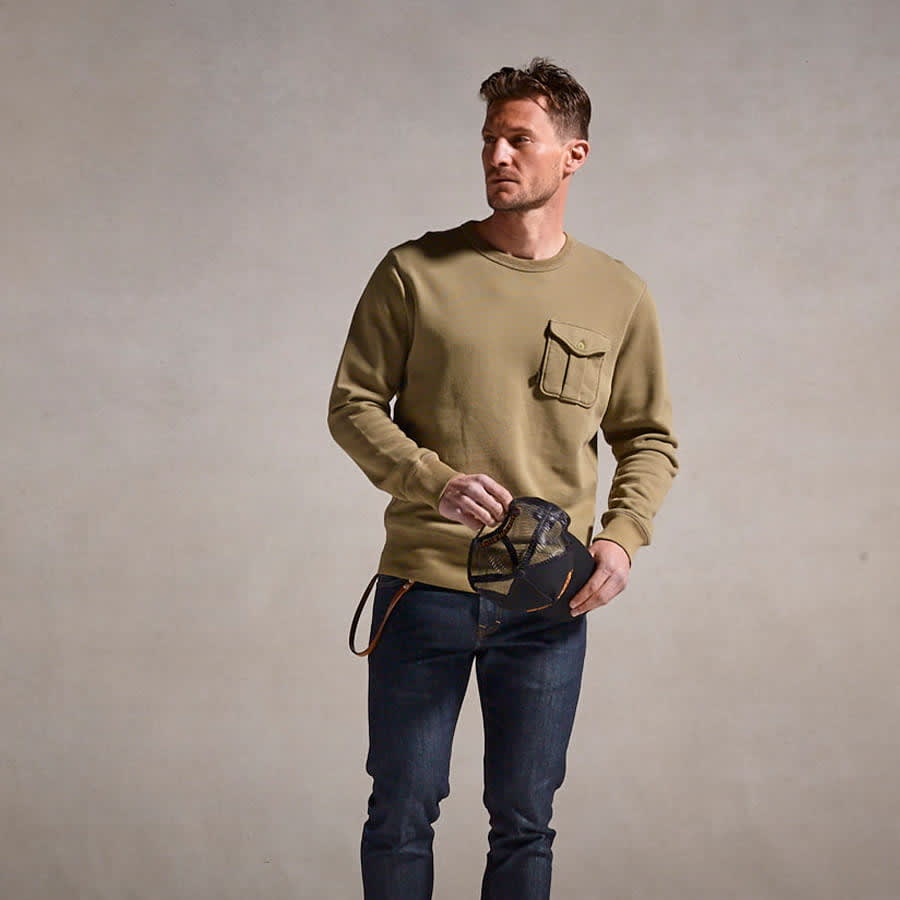 Tail Tidy Pocket Crew Sweatshirt Khaki