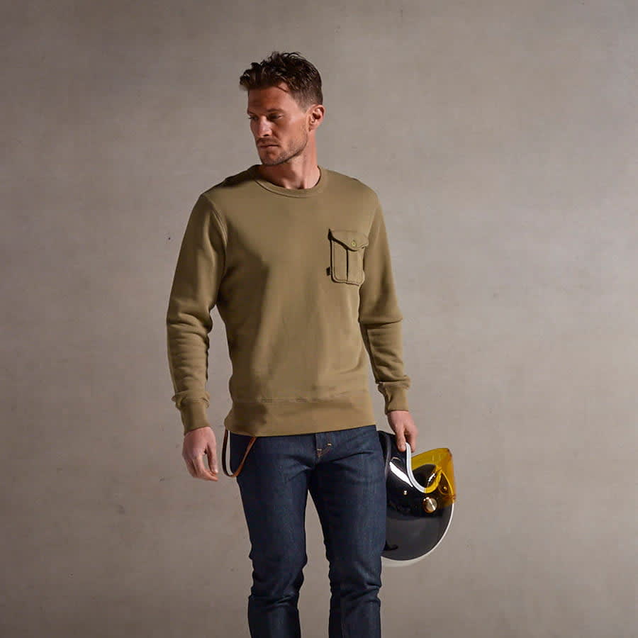 Tail Tidy Pocket Crew Sweatshirt Khaki