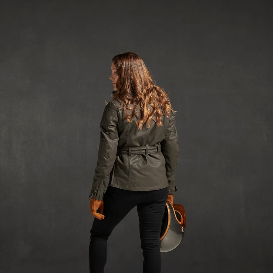Beck Womens Motorcycle Jacket in Khaki