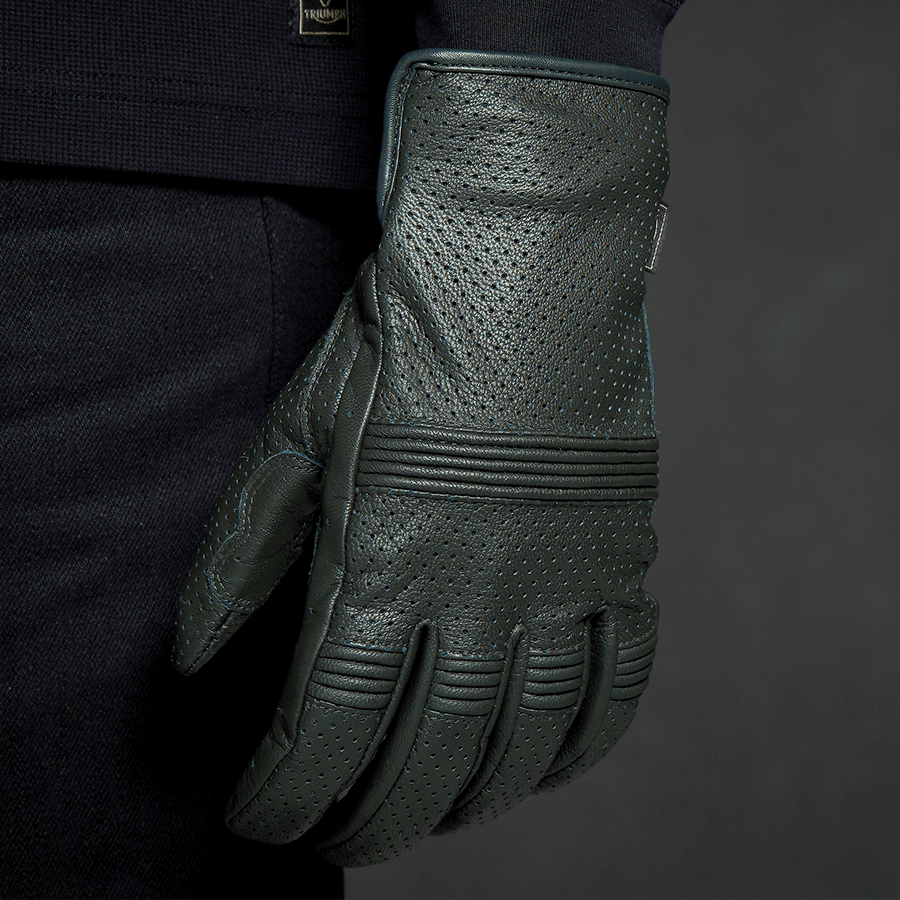 Cali Perforated Leather Glove in Green