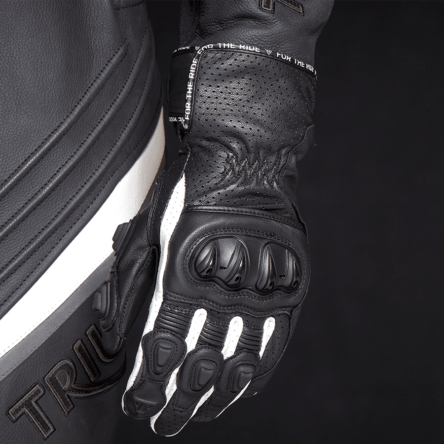 Gants De Moto En Cuir Triple Perforated