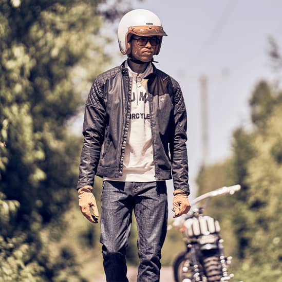 Kirk Waxed Cotton Biker Jacket Black