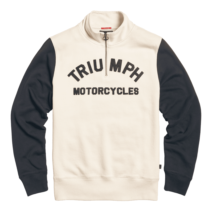 Ribble Quarter-Zip Logo Sweatshirt in Bone