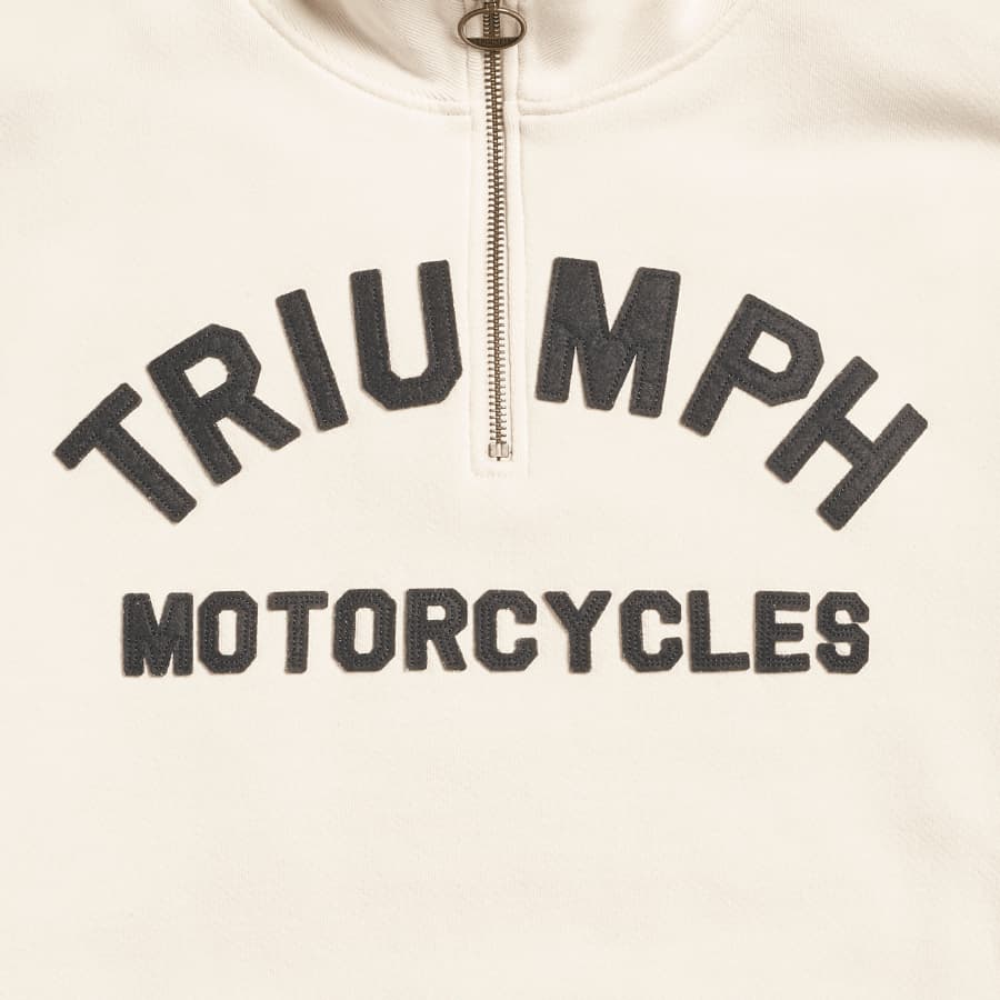 Ribble Quarter-Zip Logo Sweatshirt in Bone