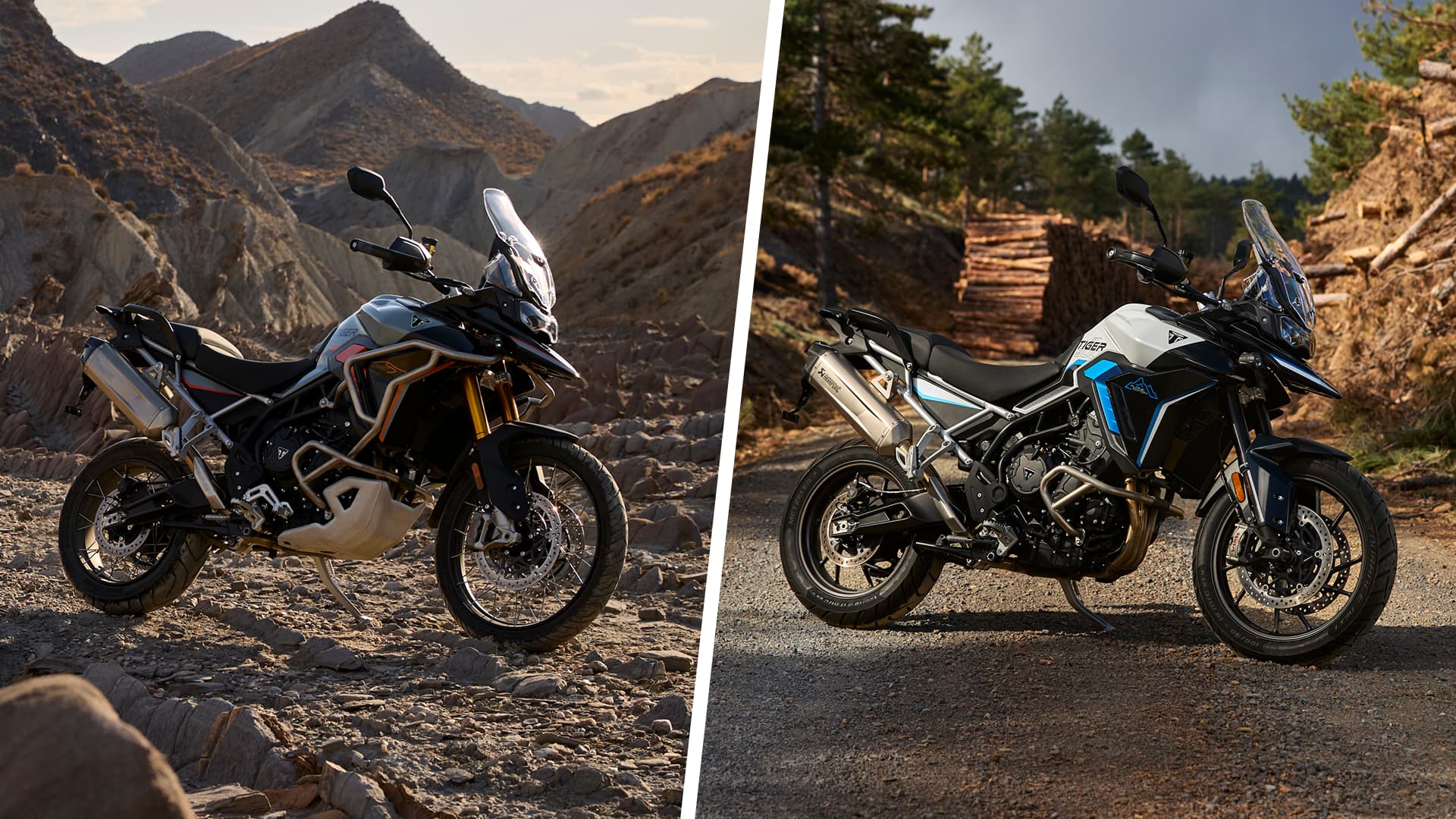 Collage of Tiger 900 Alpine and Desert Editions