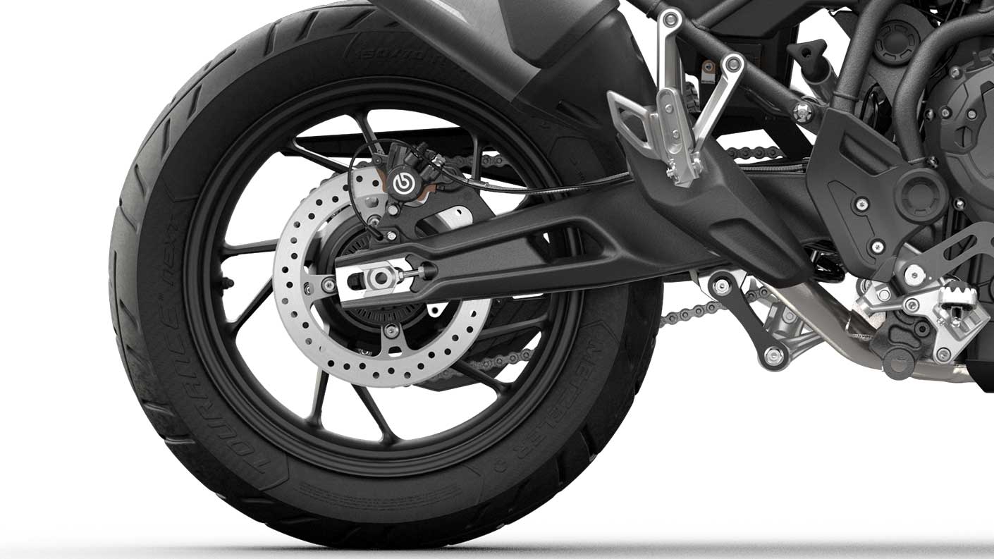 CGI close-up of Tiger 900 USD cast wheels