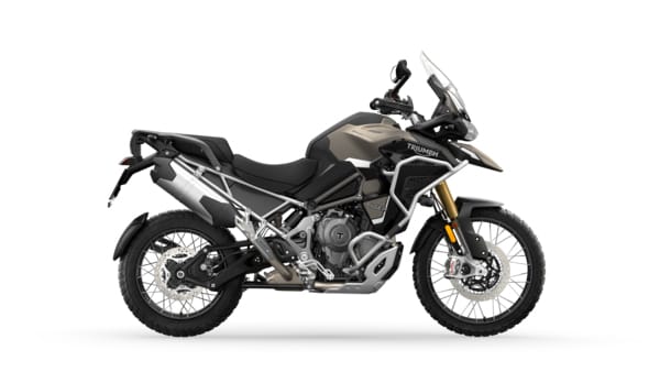 CGI of the Triumph Tiger 1200 Rally Explorer in Matt Sandstorm RHS