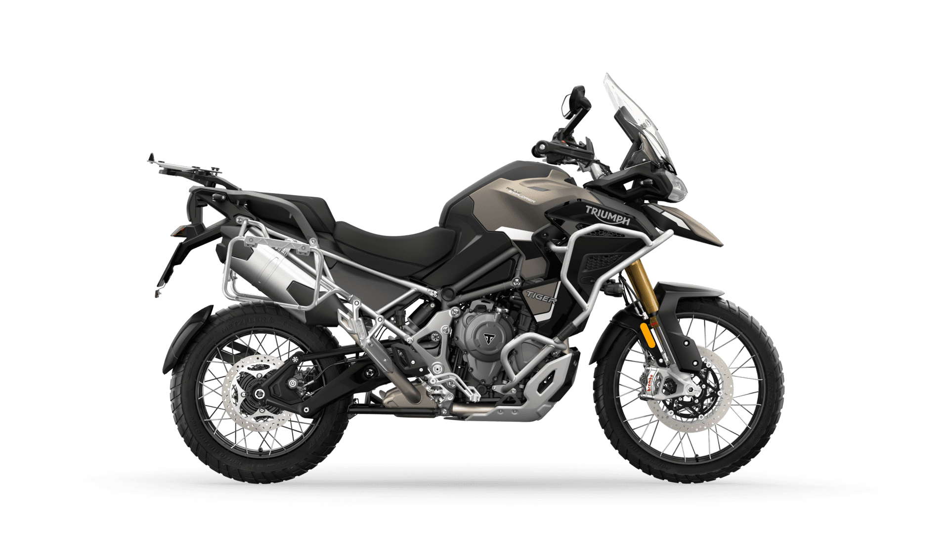 CGI of the Triumph Tiger 1200 Rally Explorer in Matt Sandstorm