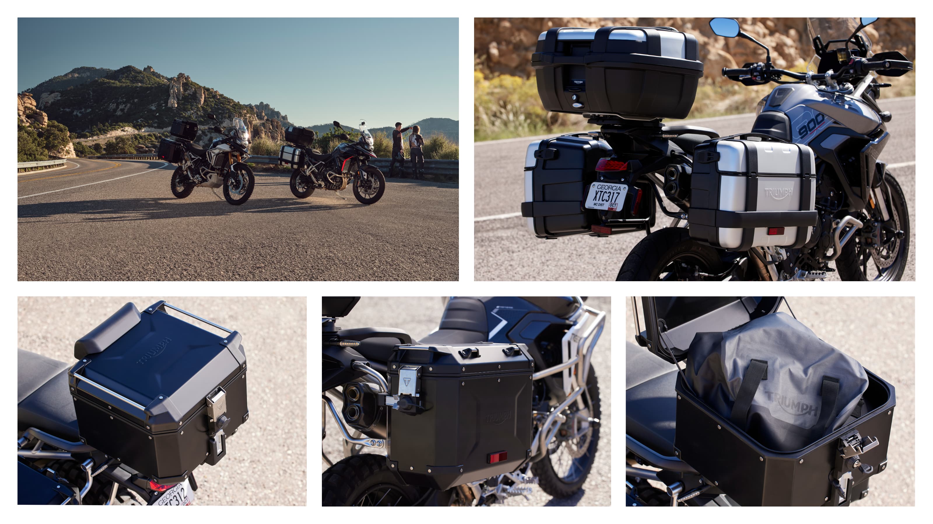 Triumph Tiger 900 luggage collection collage