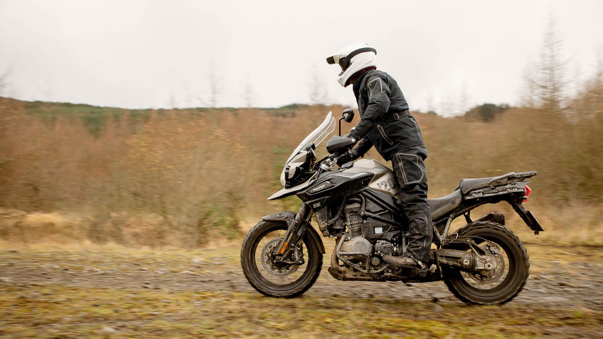 Rider in action on the Triumph Tiger 1200 Desert