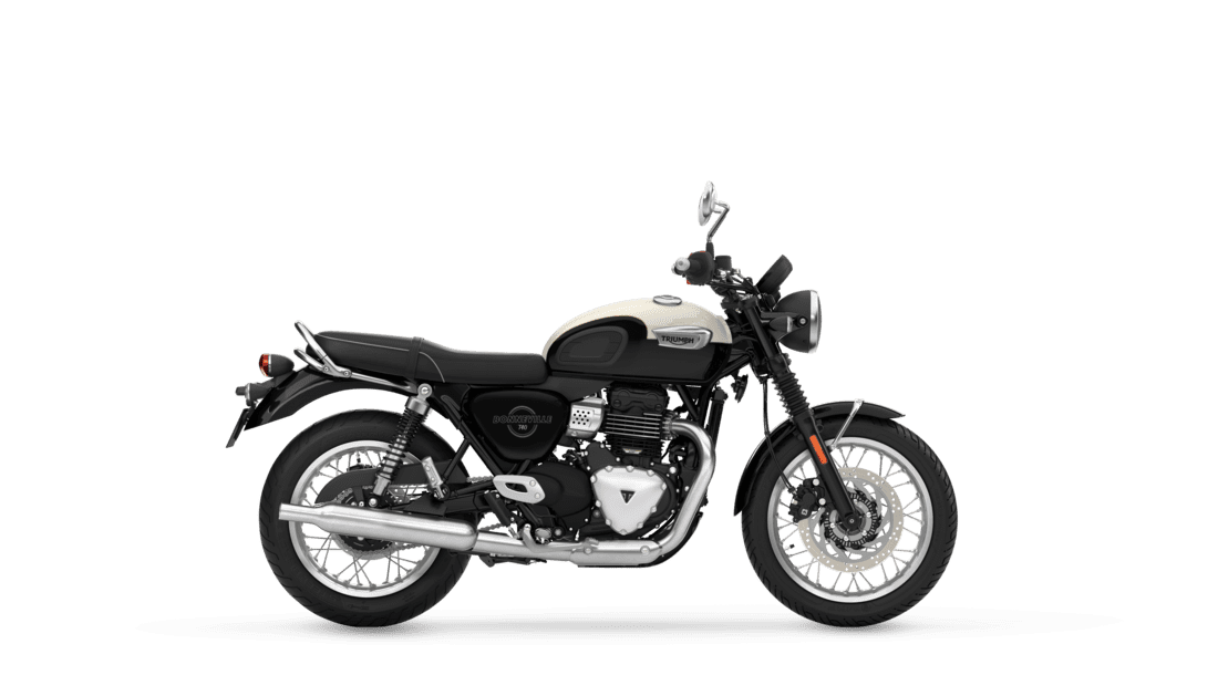Triumph Bonneville T40 in Fusion White right hand side 