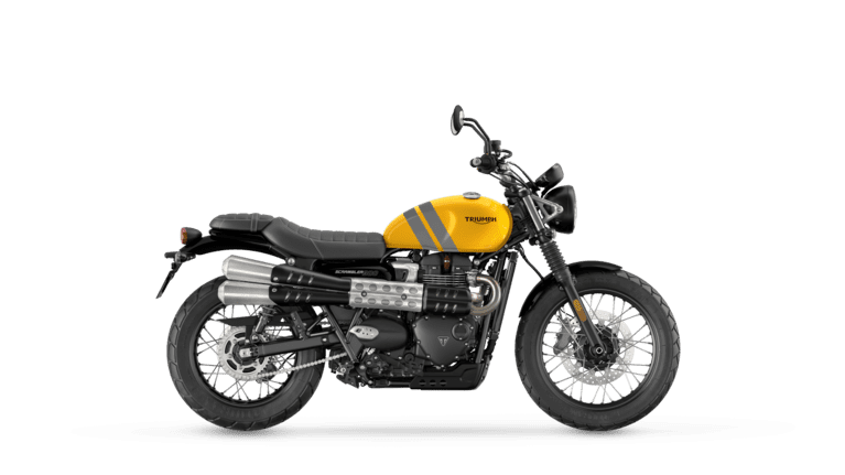 CGI of the Triumph Scrambler 900 in Cosmic Yellow