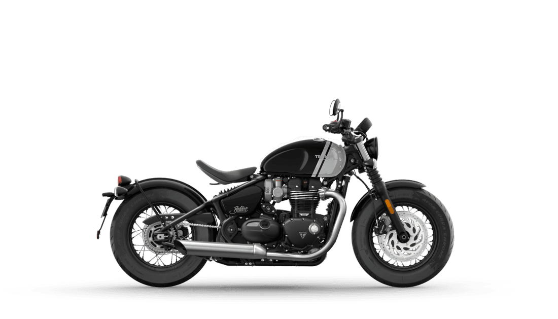 CGI of the Triumph Bonneville Bobber in Ash Gray and Jet black