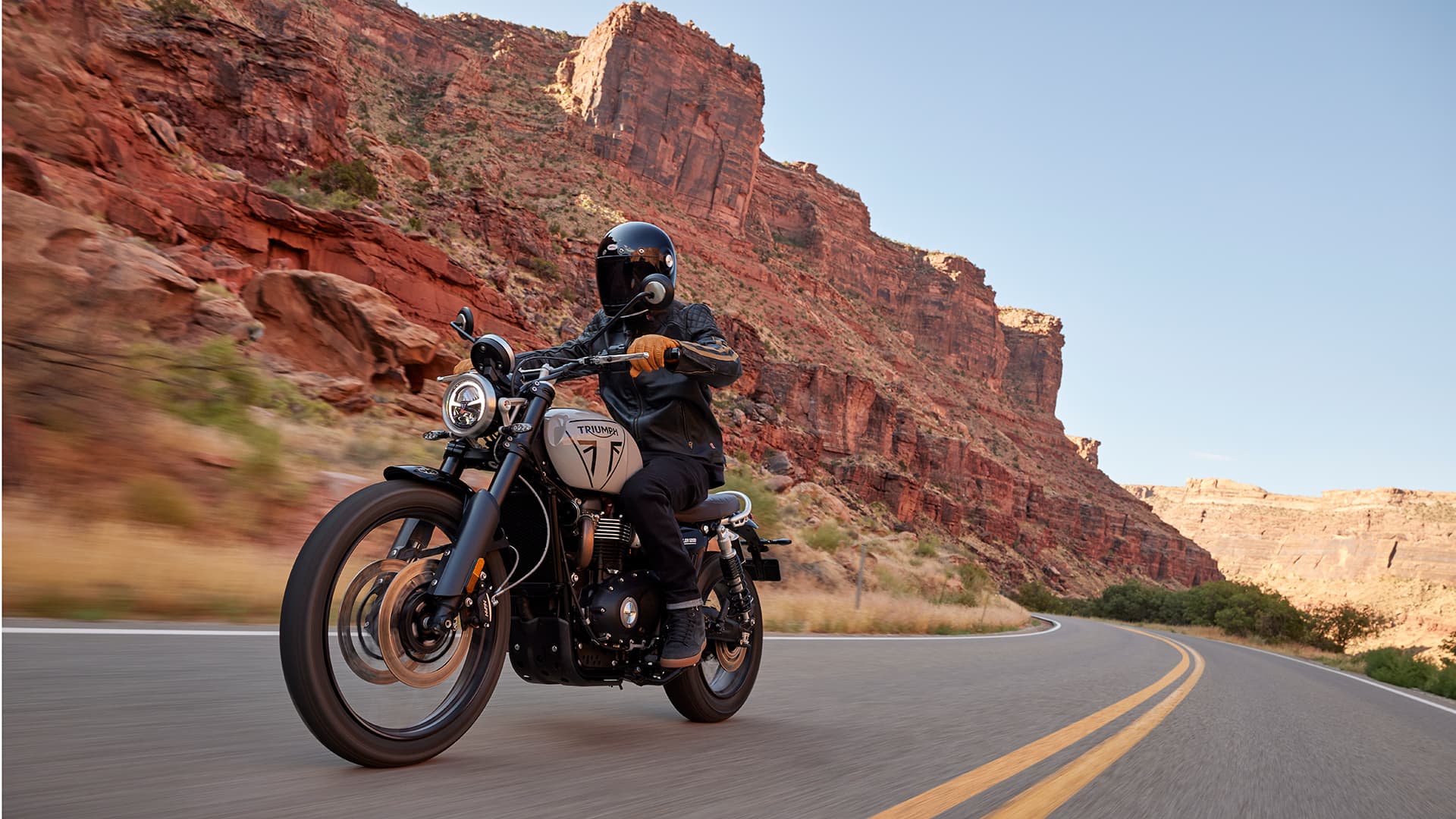 Triumph Scrambler 1200 X Riding on road