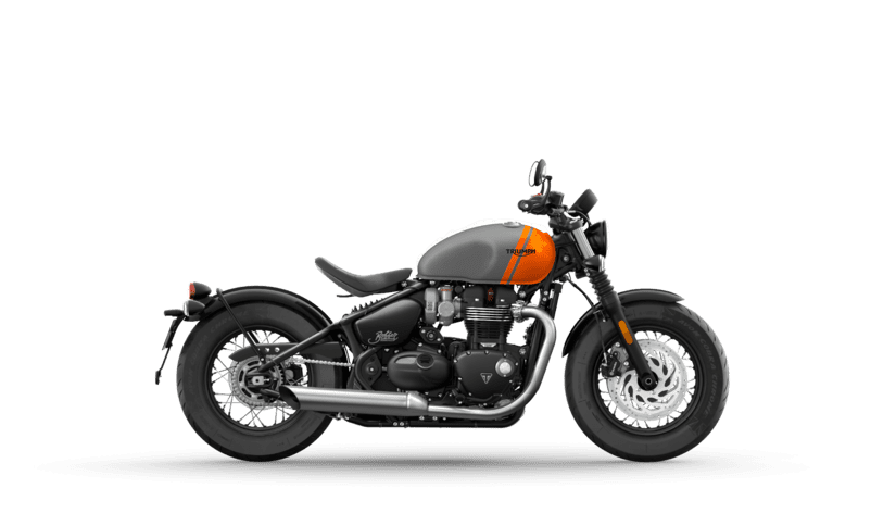MY25 Bonneville Bobber in Matt Graphite and Matt Baja Orange CGI
