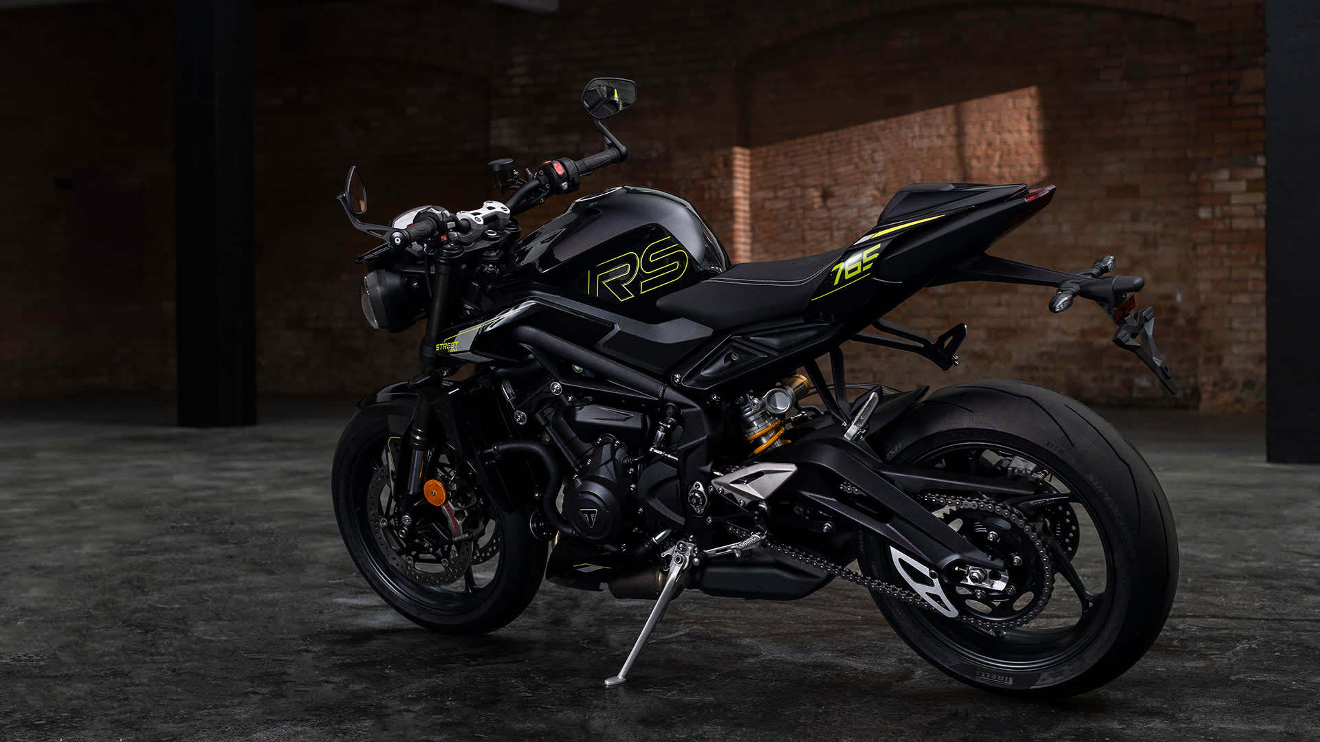 Triumph Street Triple 765 RS behind
